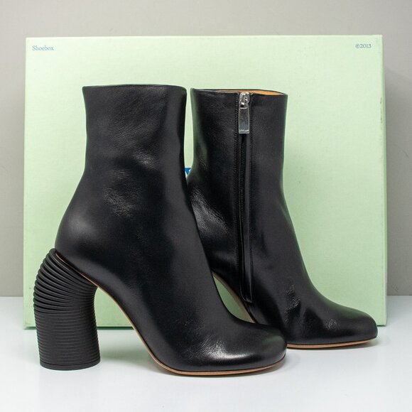 Off-White Tonal Spring 110mm Black Leather Boots, Size 39 EU (9 US) - Picture 1 of 7